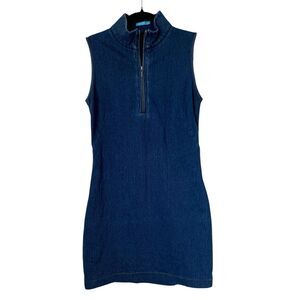 J McLaughlin Dress Bedford Women S Blue Denim Mini Sleeveless Zip Front Rodeo